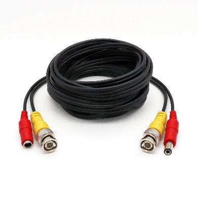 CABLE COAXIAL SIAMES PARA CCTV/CATV - DE 20 MTS, INCLUYE CONECTORES DE VIDEO Y ENERGÍA PRE-ENSAMBLADOS, NEGRO, BROBOTIX 764755