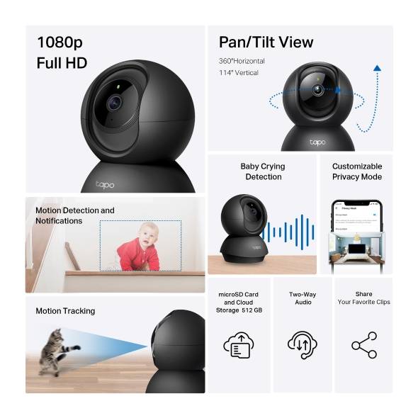 Cámara de Vigilancia Wi-Fi HD 360 Grados - Detección de Llanto de Bebé e Inteligencia Artificial - Monitor de Bebé Avanzado - Cuidado Seguro