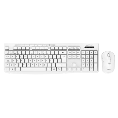 Kit Acteck Creator Prime Mk255 / Teclado Y Mouse / Inalambrico / Usb Dongle / Windows / Español / Membrana / 105 Teclas / Multimedia / Optico / 1600 Dpi Ajustable / 4 Botones / Blanco / Ac-941785