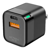 Cargador De Pared Acteck Energon Prime CP20W, 20W, 1X Usb-C - 1X Usb A, Negro, Ac-935555