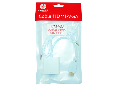 Convertidor HDMI/VGA Naceb Technology, HDMI, VGA, Macho/hembra, Color blanco Convertidor HDMI/VGA Naceb Technology, HDMI, VGA, Macho/hembra, Color blanco