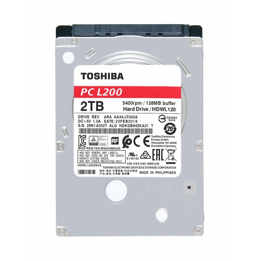 Disco Duro Interno Toshiba 2Tb L200 2.5" 5400Rpm 64Mb (Hdwl120Uzsva)