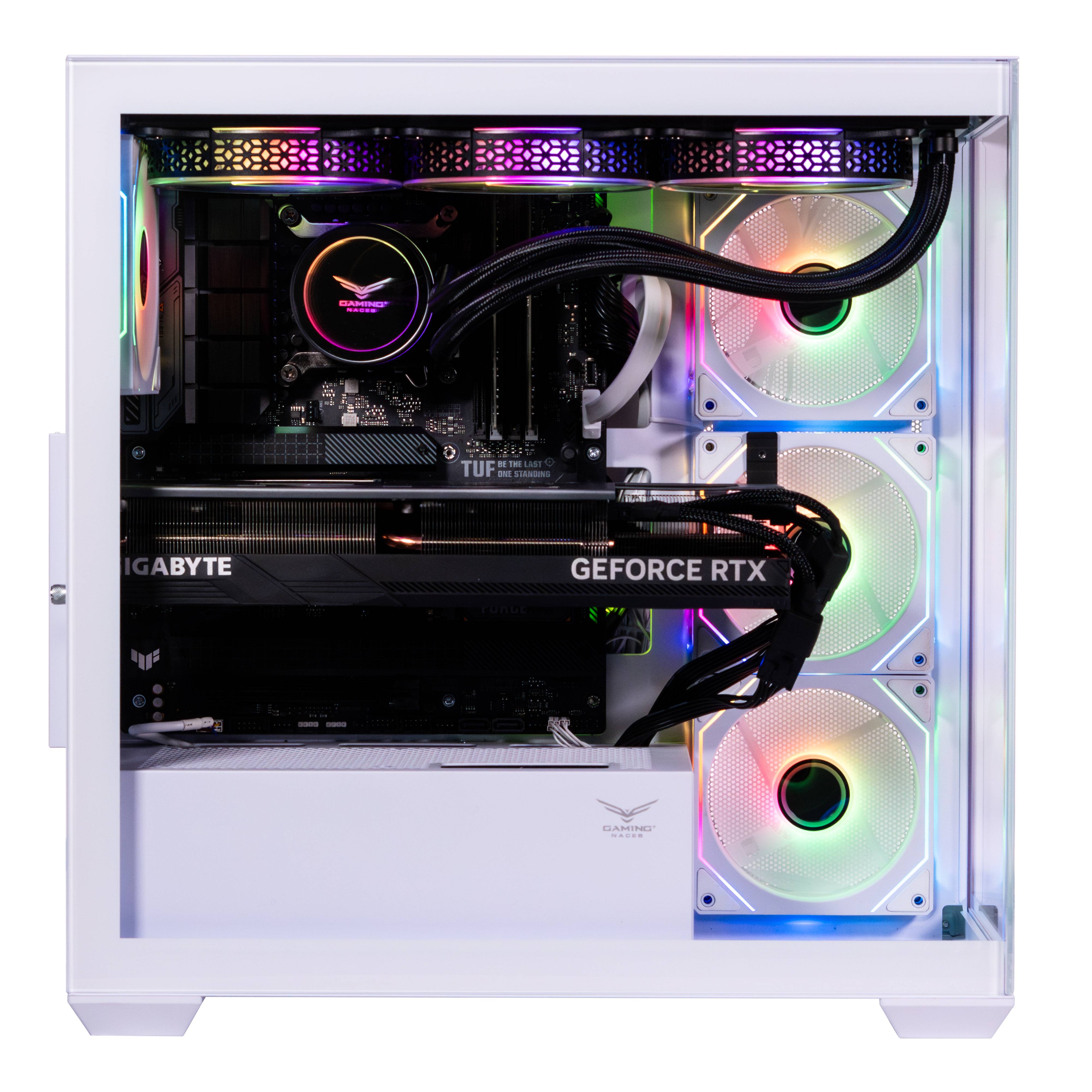 Gabinete Gamer Media Torre Naceb NA-0637B Blanco - Cristal Templado con 4 Ventiladores - Estilo Pulcro y Refrigerado