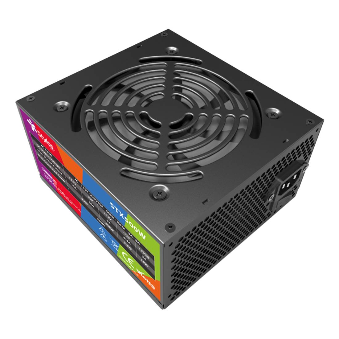 Fuente de Poder Stylos 500W ATX STFPATX1B - Conexión Estable de Energía - Ideal para Armados de Oficina - Funcionamiento Silencioso