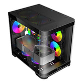 Gabinete Curvo Xzeal M-ATX Negro - USB 3.0 y 3 Ventiladores RGB - Diseño Innovador y Gran Flujo - Nuevo
