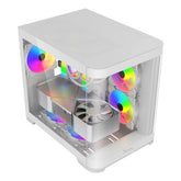 Gabinete Curvo Xzeal M-ATX Blanco - USB 3.0 y 3 Ventiladores RGB - Estilo Vanguardista y Ventilado - Nuevo