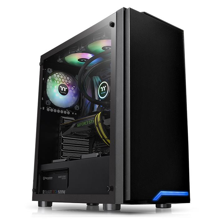 Gabinete THERMALTAKE H100 TG - Cristal Templado 4mm, Media Torre, Gabinete, SPCC, ATX, Micro-ATX, Mini-ATX, Negro