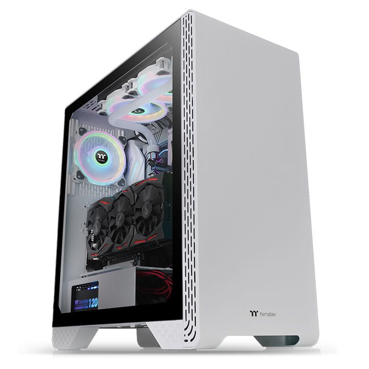 Gabinete THERMALTAKE S300 TG Snow Edition - Gabinete, Mini ITX hasta ATX, Color blanco