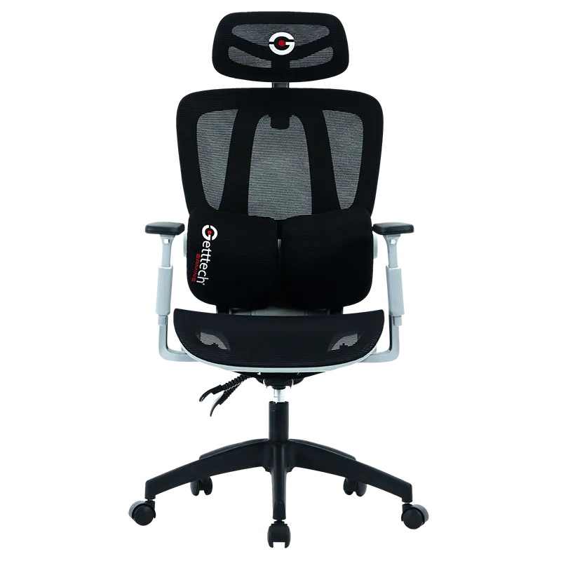 Silla Gamer Getttech Ergonomica, Malla, Soporte Lumbar, Negro/Gris