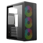 Gabinete Acteck Essen Pro X Gm767, Media Torre, Atx - M-Atx - Itx, Iluminación Rainbow, Lateral Cristal Templado, Con Ventiladores Incluidos, No Incluye Fuente De Poder, Negro - AC-941709
