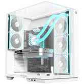 Gabinete Gamer BALAM RUSH TANK MAJESTIC 7600 ATX Media Torre 5 Fan Panel Cristal Templado USB-C ARGB - Blanco