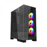 Gabinete Ocelot Gaming Glass Hunter 3, Mini Tower, Atx, M-Atx, Itx Listo Para Mb Btf, Panel Lateral, Frontal Y Superior De Cristal Templado, Incluye 3 Ventiladores, Color Negro