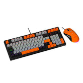 Kit Gamer 2 En 1Teclado 90% Mecánico Rgb Mouse 7200 Dpi Naranja Y Gris