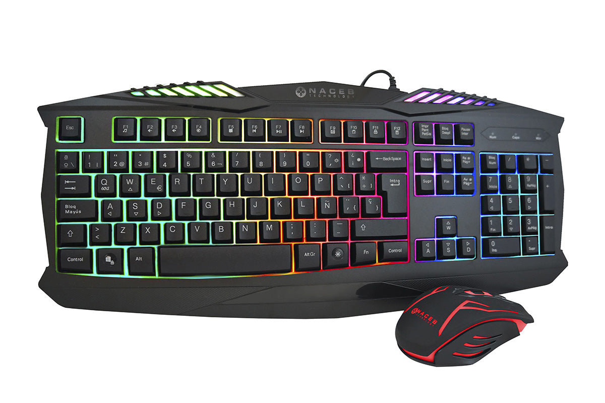 Kit de Teclado y Mouse Gaming Naceb Technology NA-617, USB, Negro