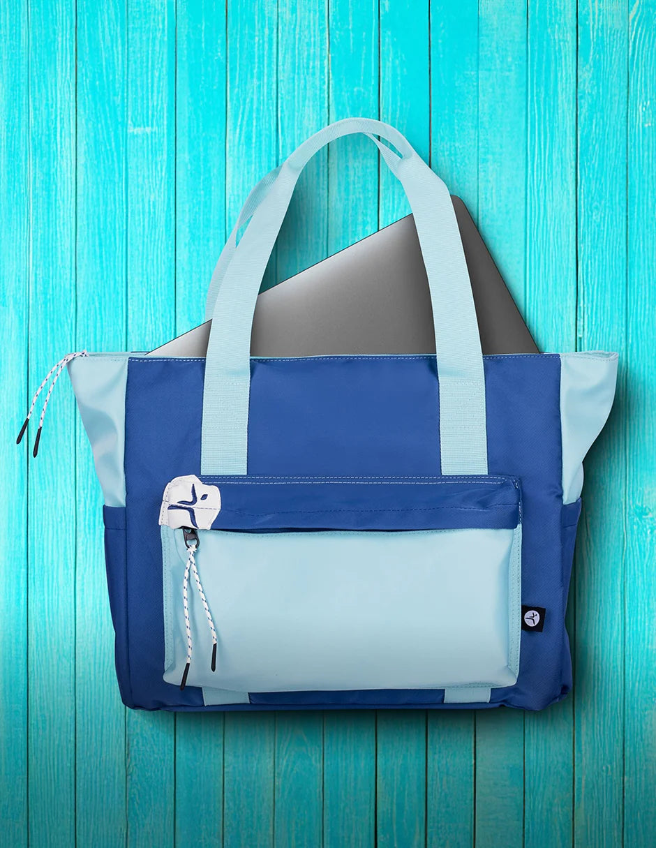 Totebag para Laptop TechZone 16" TZLB01-V - Combinación Azul y Turquesa Elegante - Protección con Estilo Femenino - Diseño Exclusivo