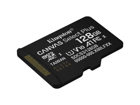 MEMORIA FLASH MICRO SD KINGSTON SDXC CANVAS SELECT PLUS 128GB 150MB/S UHS-I U1 V10 SIN/ADAPTADOR (SDCS3/128GBSP) MEMORIA FLASH MICRO SD KINGSTON SDXC CANVAS SELECT PLUS 128GB 150MB/S UHS-I U1 V10 SIN/ADAPTADOR (SDCS3/128GBSP)