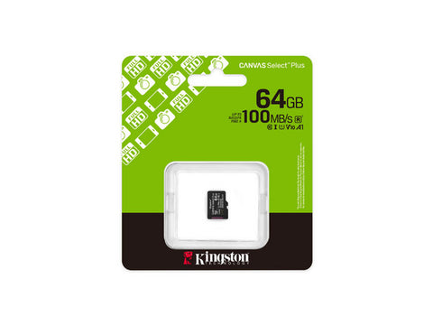 MEMORIA FLASH MICRO SD KINGSTON SDXC CANVAS SELECT PLUS 64GB 100MB/S UHS-I U1 V10 C/ADAPTADOR (SDCS3/64GB) MEMORIA FLASH MICRO SD KINGSTON SDXC CANVAS SELECT PLUS 64GB 100MB/S UHS-I U1 V10 C/ADAPTADOR (SDCS3/64GB)