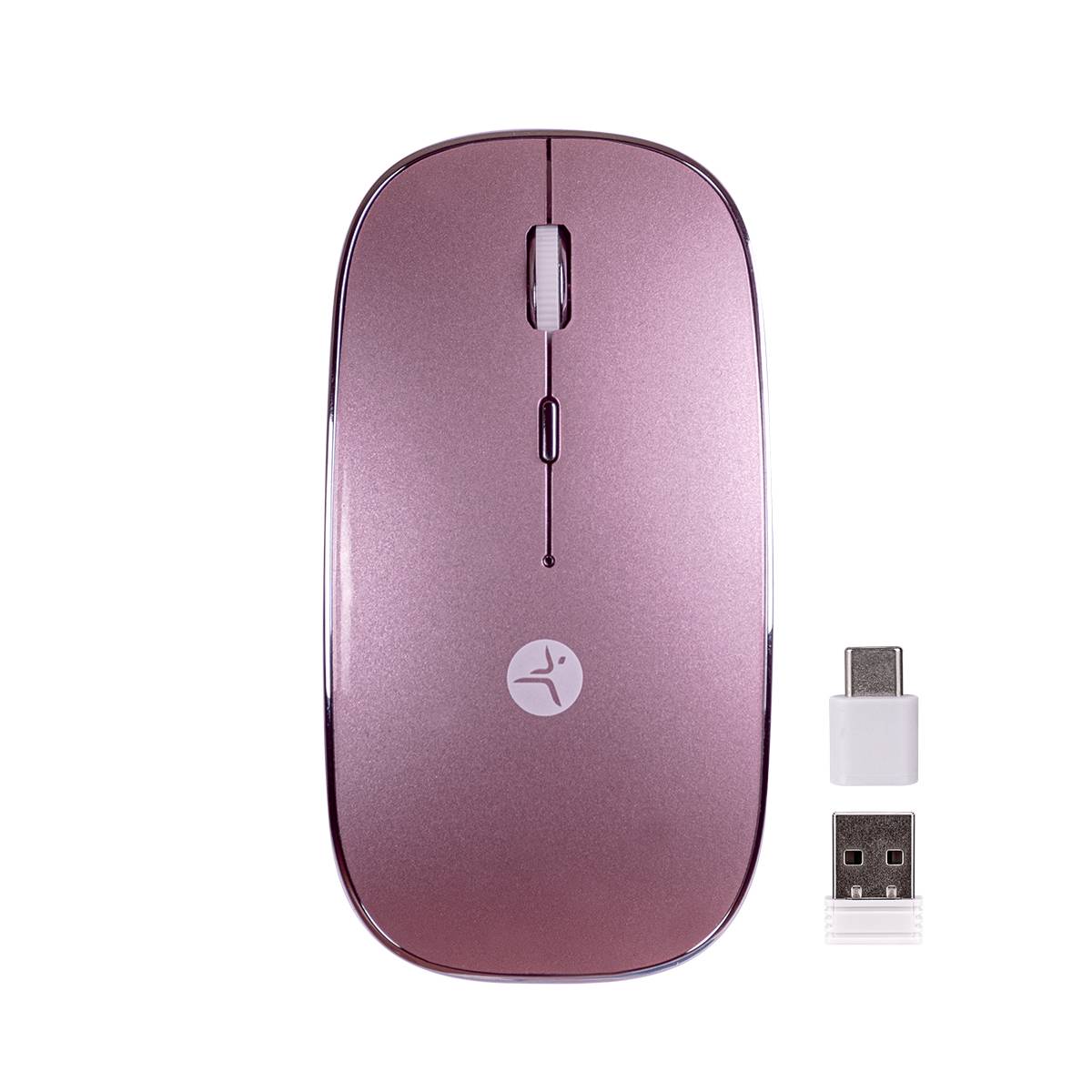 Mouse Recargable TechZone Slive Rosa TZACMOI27 - Conectividad Tipo-C/USB-A e Incluye Mousepad - Kit Completo y Portátil
