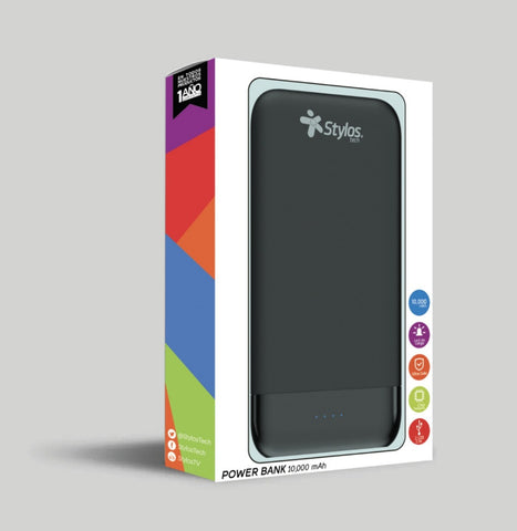 Power Bank Stylos 10000 Mah 2 Usb Led Ultra Safe Negro Stapwb1B Power Bank Stylos 10000 Mah 2 Usb Led Ultra Safe Negro Stapwb1B