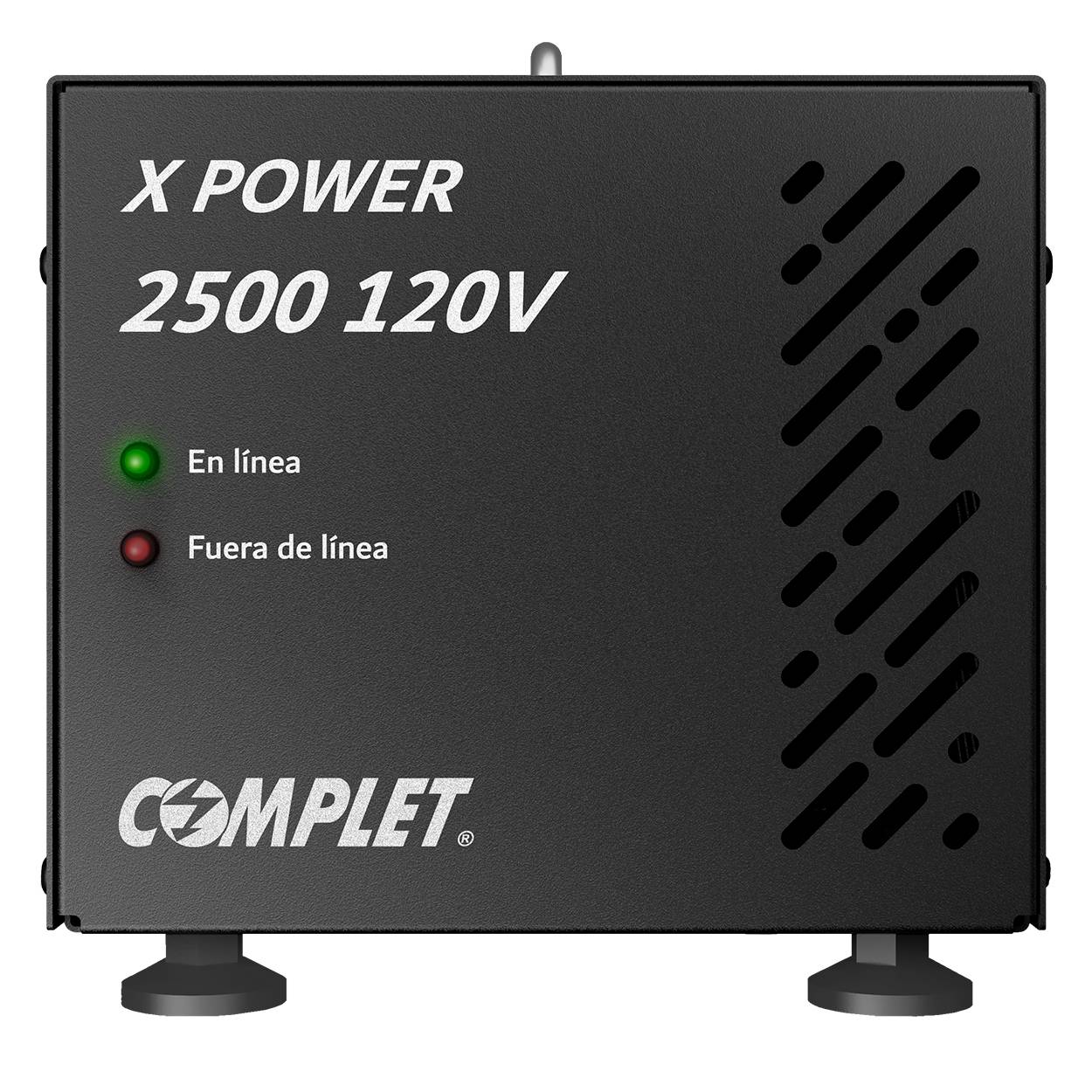 Regulador de Voltaje COMPLET X-POWER 2500 VA/2500W - Supresor de Picos 504J con 2 Contactos - Soporta Carga Pesada - Potencia Extrema