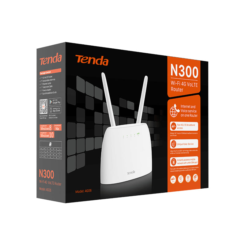 Router TENDA 4G06 Blanco - Compartición de Red Celular 4G con Ranura SIM - Internet en Cualquier Lugar - Conectividad Total
