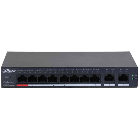 Switch Dahua 10 Puertos, 8 Poe 10/100/Dolynk Care (DH-CS4010-8ET-110) Switch Dahua 10 Puertos, 8 Poe 10/100/Dolynk Care (DH-CS4010-8ET-110)