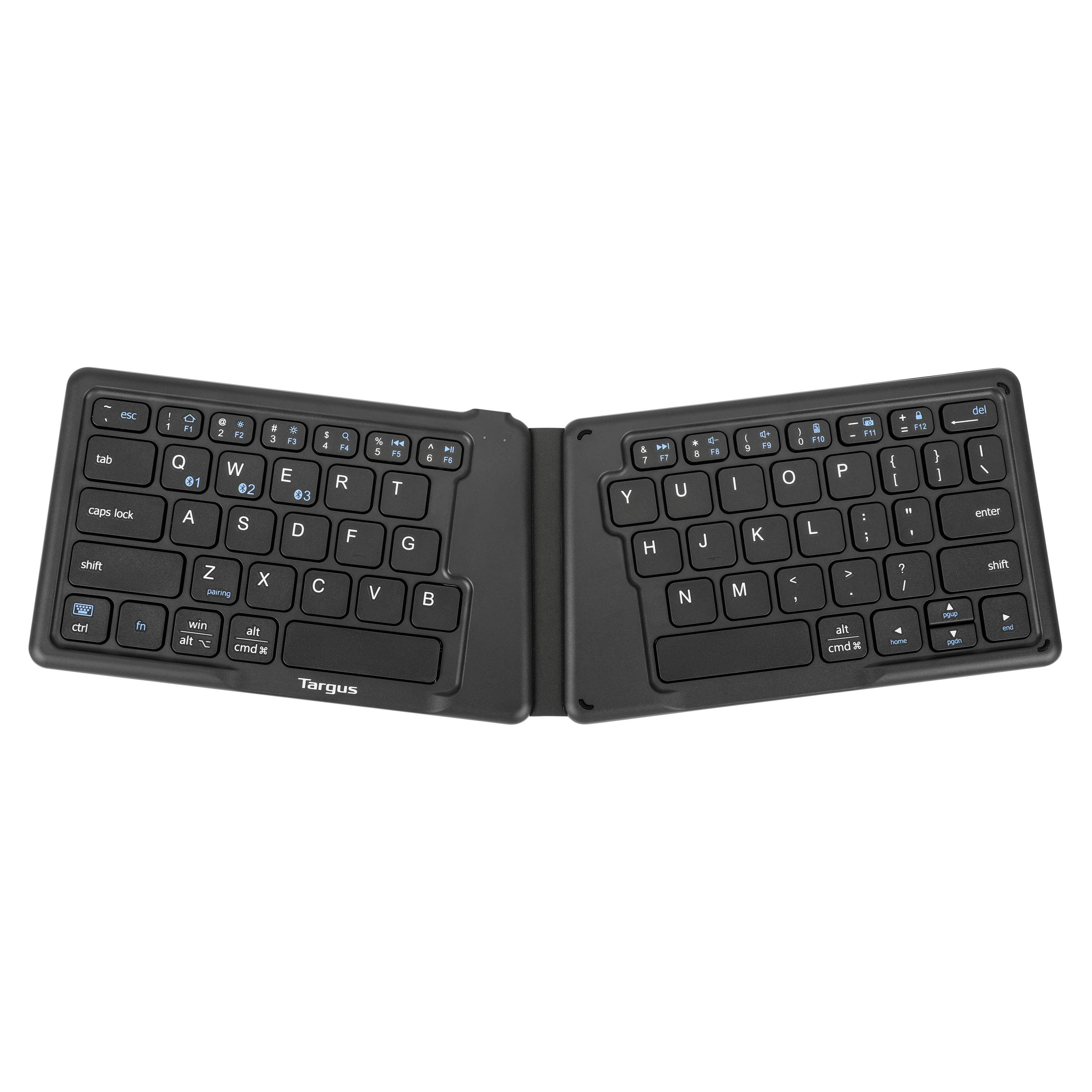 Teclado Ergonómico Bluetooth Plegable AKF003US - Distribución en Inglés Ultra Compacto - Ideal para Viajes y Tablets - Portabilidad Práctica