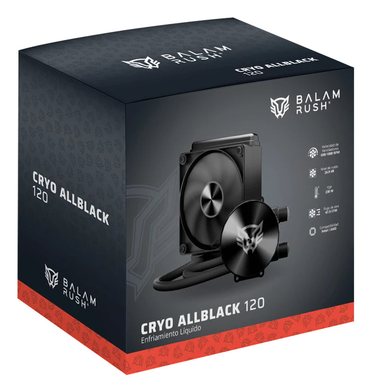 Enfriamiento Líquido Balam Rush Cryo Allblack 120 - Diseño Minimalista Negro - Rendimiento Térmico Silencioso