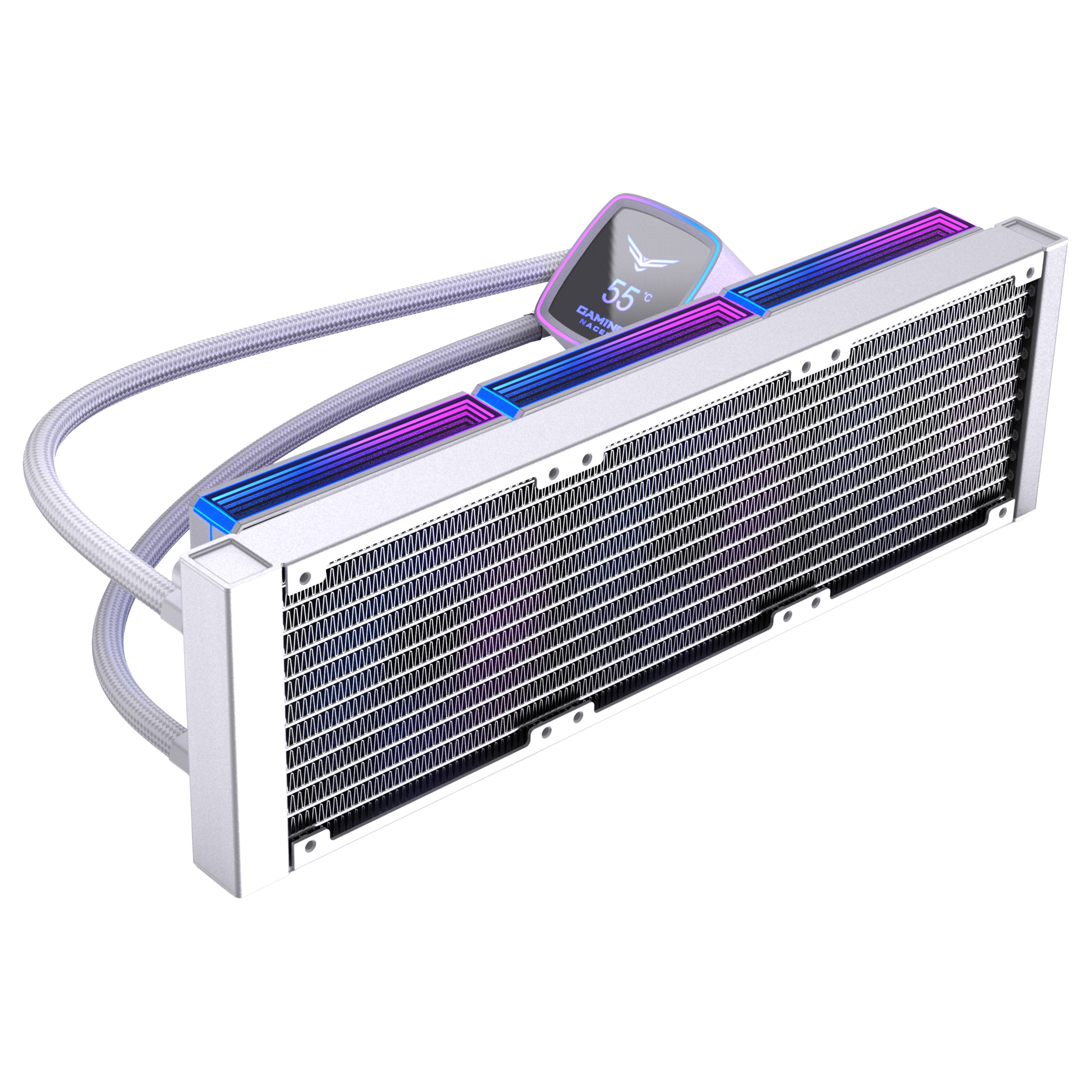 Enfriamiento Líquido Naceb Boreal 360mm Blanco NA-0656B | Pantalla Digital ARGB | Estilo Setup Blanco y Mantenimiento Frío