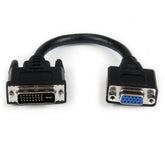 Adaptador De Video Dvi-I A Vga - Dvi-I Macho - Hd15 Hembra - Cable De 20cm Negro - Modelo Dvivgamf8in