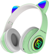 Audifonos Necnon On-Ear Bt Nbh-07 Con Orejas Luz Rgb Manos Libres Verde