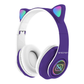 Audifonos Necnon On-Ear Bt Nbh-07 Con Orejas Luzrgb Manos Libres Morado
