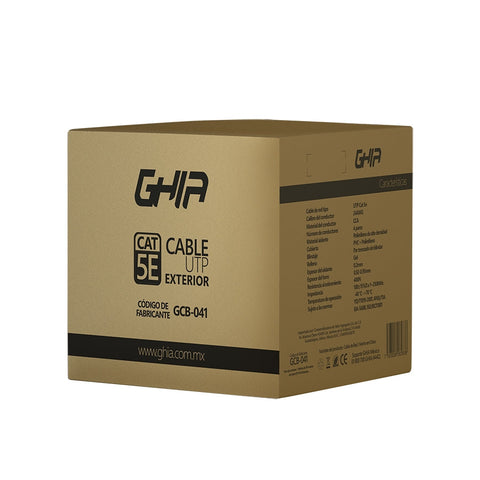 Bobina De Cable Exterior Marca Ghia Cat5e Con Gel Utp Cca 305m 1000ft Certificación Ce, Rosh Bobina De Cable Exterior Marca Ghia Cat5e Con Gel Utp Cca 305m 1000ft Certificación Ce, Rosh
