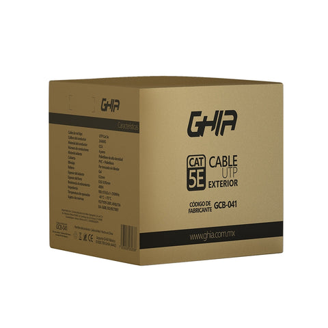 Bobina De Cable Exterior Marca Ghia Cat5e Con Gel Utp Cca 305m 1000ft Certificación Ce, Rosh Bobina De Cable Exterior Marca Ghia Cat5e Con Gel Utp Cca 305m 1000ft Certificación Ce, Rosh