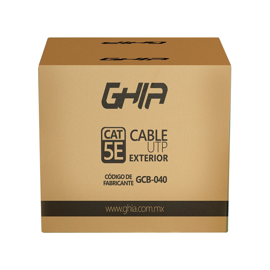 Bobina De Cable Exterior Marca Ghia Cat5e Sin Gel Utp Cca 305m 1000ft Certificacin Ce, Rosh
