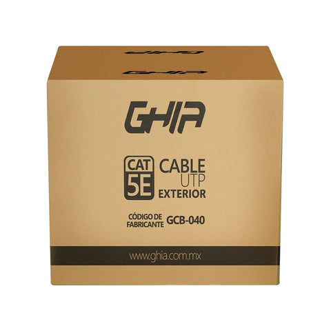 Bobina De Cable Exterior Marca Ghia Cat5e Sin Gel Utp Cca 305m 1000ft Certificacin Ce, Rosh Bobina De Cable Exterior Marca Ghia Cat5e Sin Gel Utp Cca 305m 1000ft Certificacin Ce, Rosh