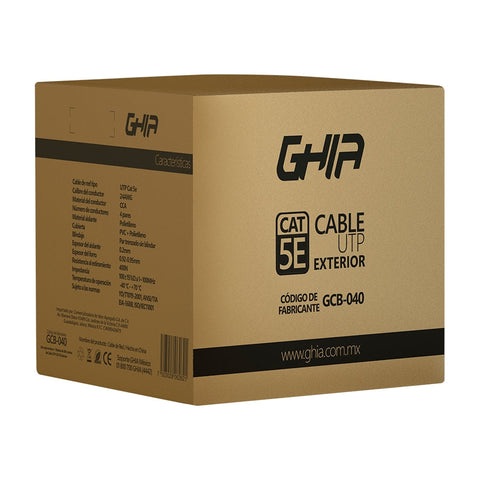 Bobina De Cable Exterior Marca Ghia Cat5e Sin Gel Utp Cca 305m 1000ft Certificacin Ce, Rosh Bobina De Cable Exterior Marca Ghia Cat5e Sin Gel Utp Cca 305m 1000ft Certificacin Ce, Rosh
