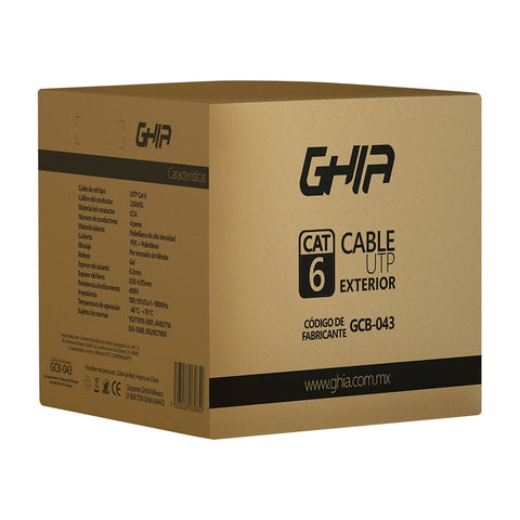 Bobina De Cable Exterior Marca Ghia Cat6 Con Gel Utp Cca 305m 1000ft Certificacion Ce, Rosh Bobina De Cable Exterior Marca Ghia Cat6 Con Gel Utp Cca 305m 1000ft Certificacion Ce, Rosh