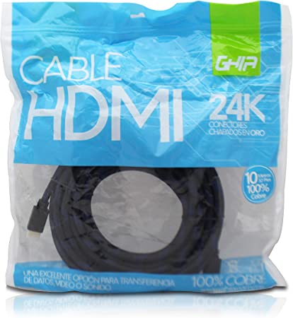 Cable Hdmi Ghia 10 Metros Reforzado Para Uso Rudo Cobre 4k A 60hz Ethernet Bolsa Cable Hdmi Ghia 10 Metros Reforzado Para Uso Rudo Cobre 4k A 60hz Ethernet Bolsa