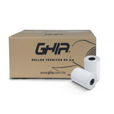 Caja Rollo Papel Termico Ghia 80x70 Mm, 50 Piezas, Para Impresoras De 80mm // Reaccion Negro