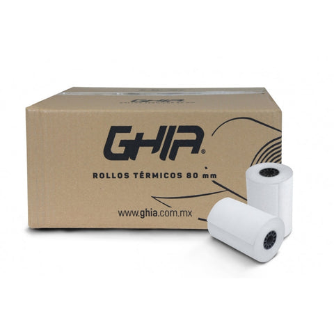 Caja Rollo Papel Termico Ghia 80x70 Mm, 50 Piezas, Para Impresoras De 80mm // Reaccion Negro Caja Rollo Papel Termico Ghia 80x70 Mm, 50 Piezas, Para Impresoras De 80mm // Reaccion Negro