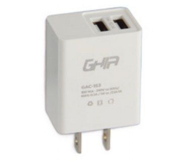 Cargador de Pared Ghia con dos Salidas Usb 2.1ª, 1.0a Cargador de Pared Ghia con dos Salidas Usb 2.1ª, 1.0a