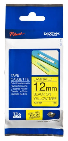 Cinta Brother Tze631 Laminada Estandar Negro Con Amarillo 12mm X 8m Cinta Brother Tze631 Laminada Estandar Negro Con Amarillo 12mm X 8m