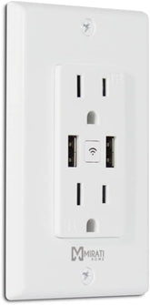Contacto De Pared Inteligente Mcp1 Mirati Home- Smart Home - 2 Contactos - 2 Puertos Usb - Wi-Fi