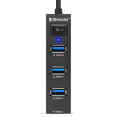 Docking Brobotix 4 En 1, Usb-C Macho X1 A Usb-A V3.0 X4, Con Switch, Negro