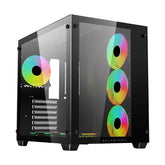 Gabinete Gamer Media Torre Tank Progm930 Atx, Cristal, Negro, br-935944