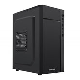 Gabinete Quaroni Frente Abs, Negro Con Franja Tipo Fibra De Carbono, Micro Atx, Mini Itx, Fuente De Poder Incluida De 500w