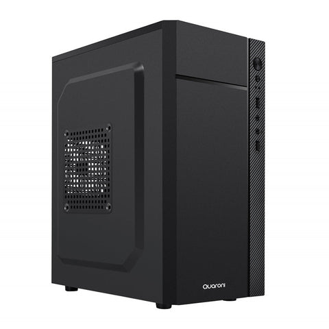 Gabinete Quaroni Frente Abs, Negro Con Franja Tipo Fibra De Carbono, Micro Atx, Mini Itx, Fuente De Poder Incluida De 500w Gabinete Quaroni Frente Abs, Negro Con Franja Tipo Fibra De Carbono, Micro Atx, Mini Itx, Fuente De Poder Incluida De 500w