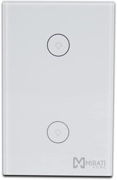 Interruptor inteligente de 2 apagador m2si1 mirati home. Interfaz touch, vinculación con alexa y google assistant.