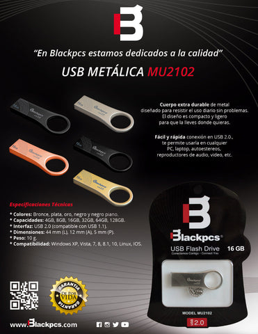 Memoria Flash Usb Blackpcs 2102 8gb Cobre Metalica (Mu2102rg-8) Memoria Flash Usb Blackpcs 2102 8gb Cobre Metalica (Mu2102rg-8)